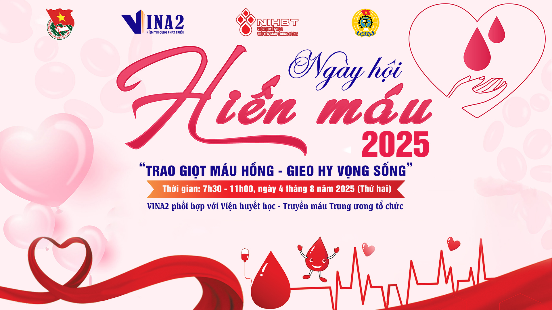 Ngày hội hiến máu VINA2 Trao giọt máu hồng - Gieo hy vọng sống